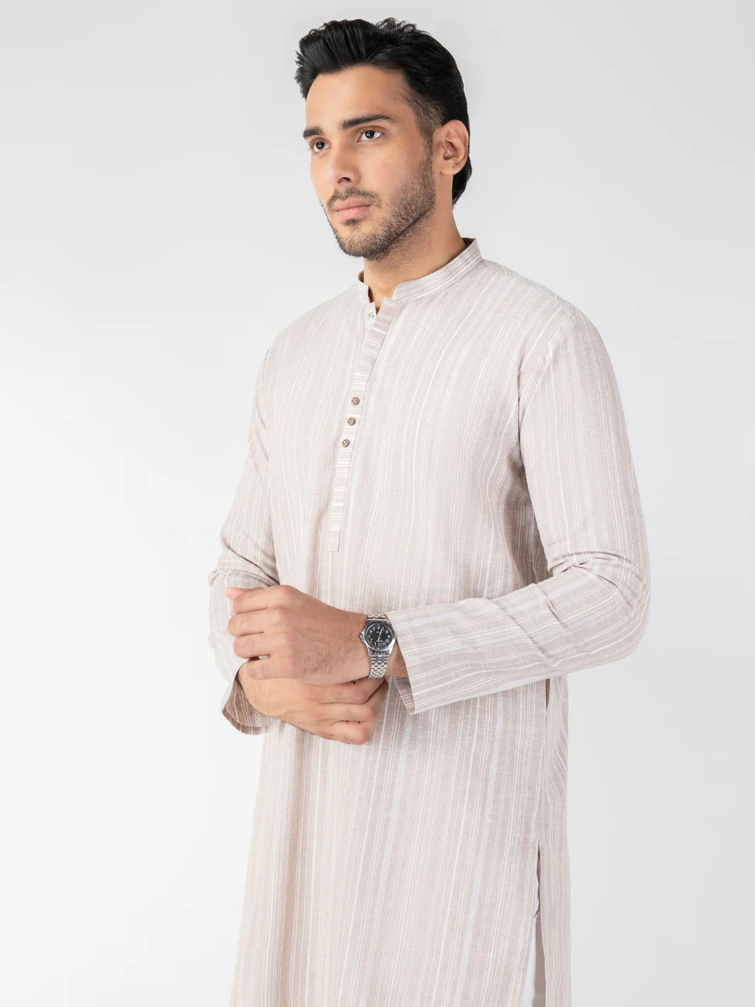 Beige Blended Kurta - AL-K-1247 - Image 3