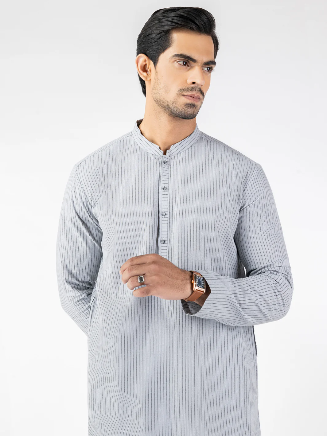Grey Blended Kurta - AL-K-1249 - Image 3