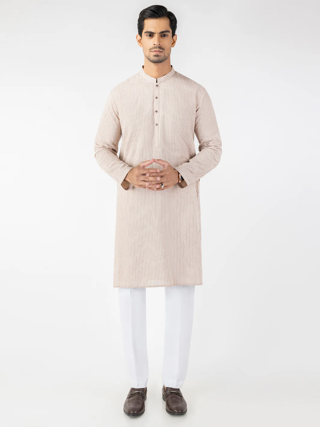Beige Blended Kurta - AL-K-1251