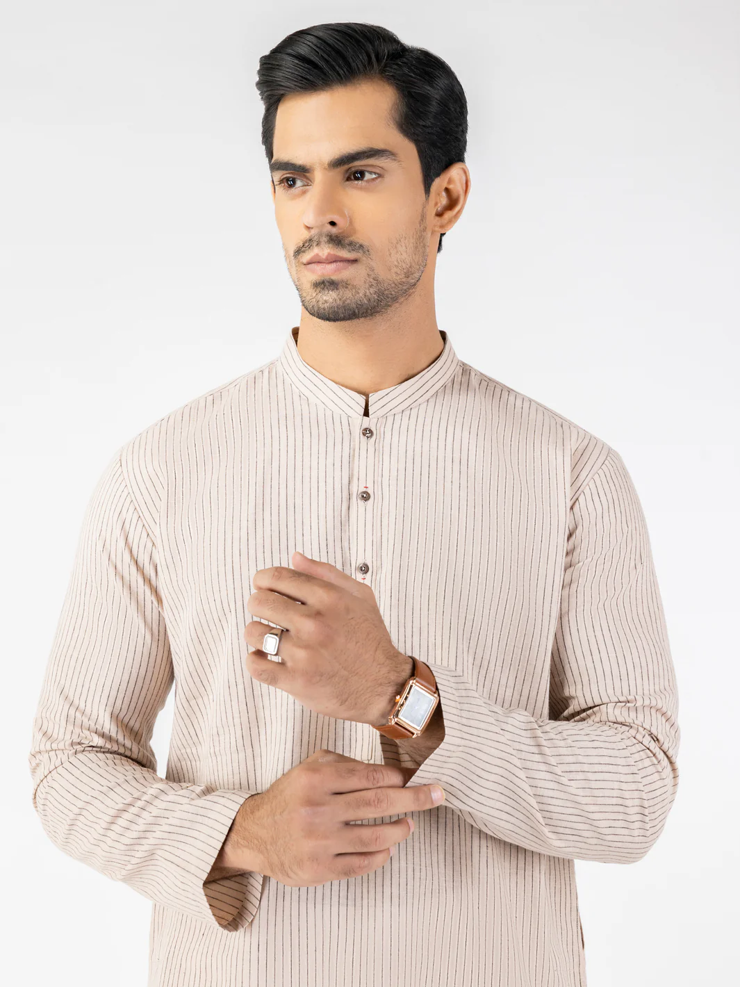 Beige Blended Kurta - AL-K-1251 - Image 3