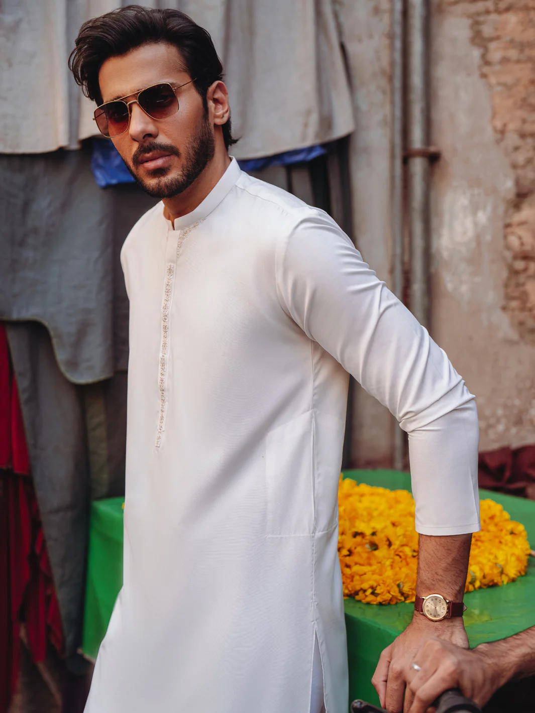 White Blended Kurta - AL-K-1254 - Image 5