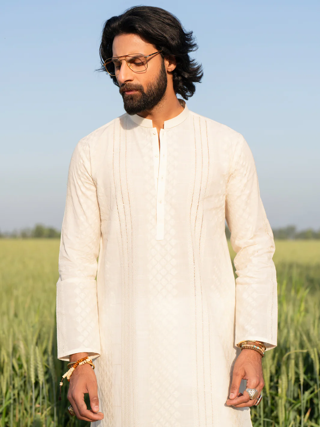 Cream Cotton Kurta - AL-K-1255B - Image 2