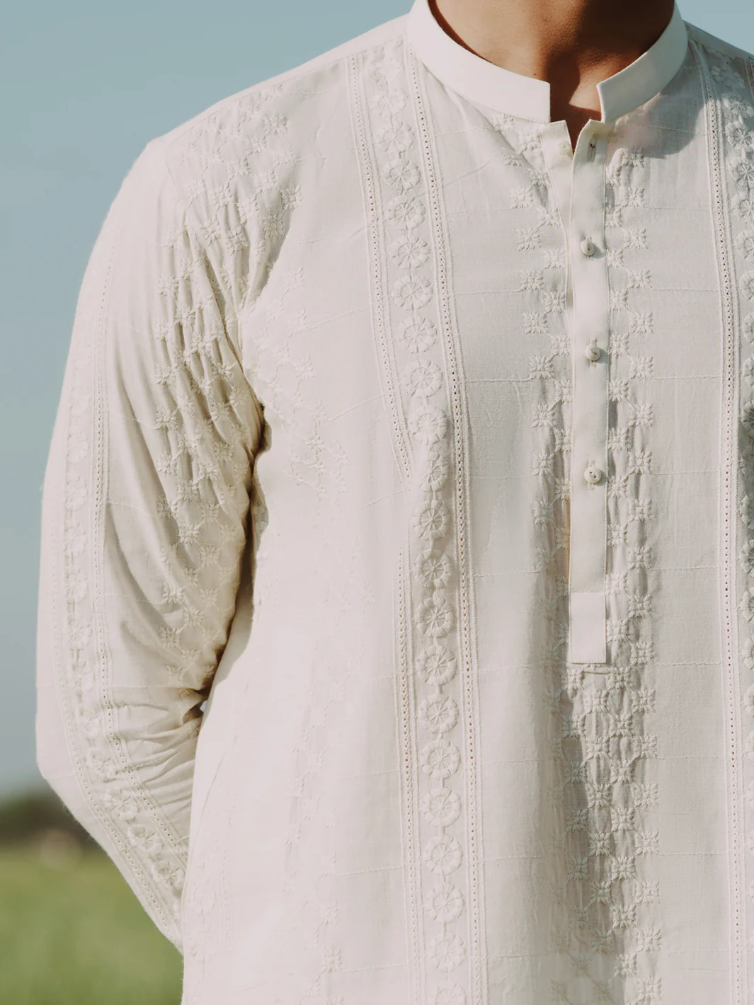 Cream Cotton Kurta - AL-K-1255C - Image 3