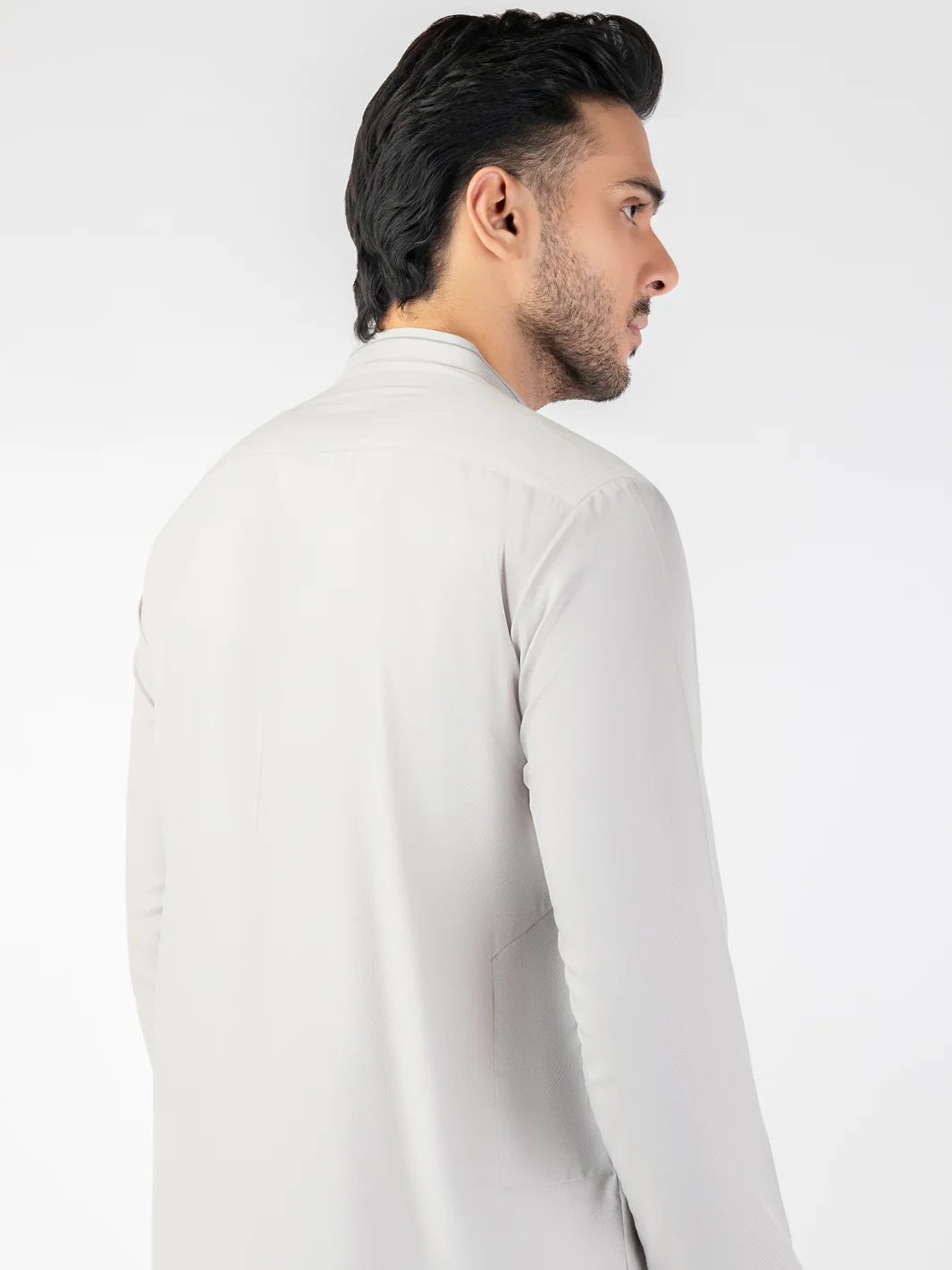 Light Grey Blended Kurta - AL-K-1261 - Image 4