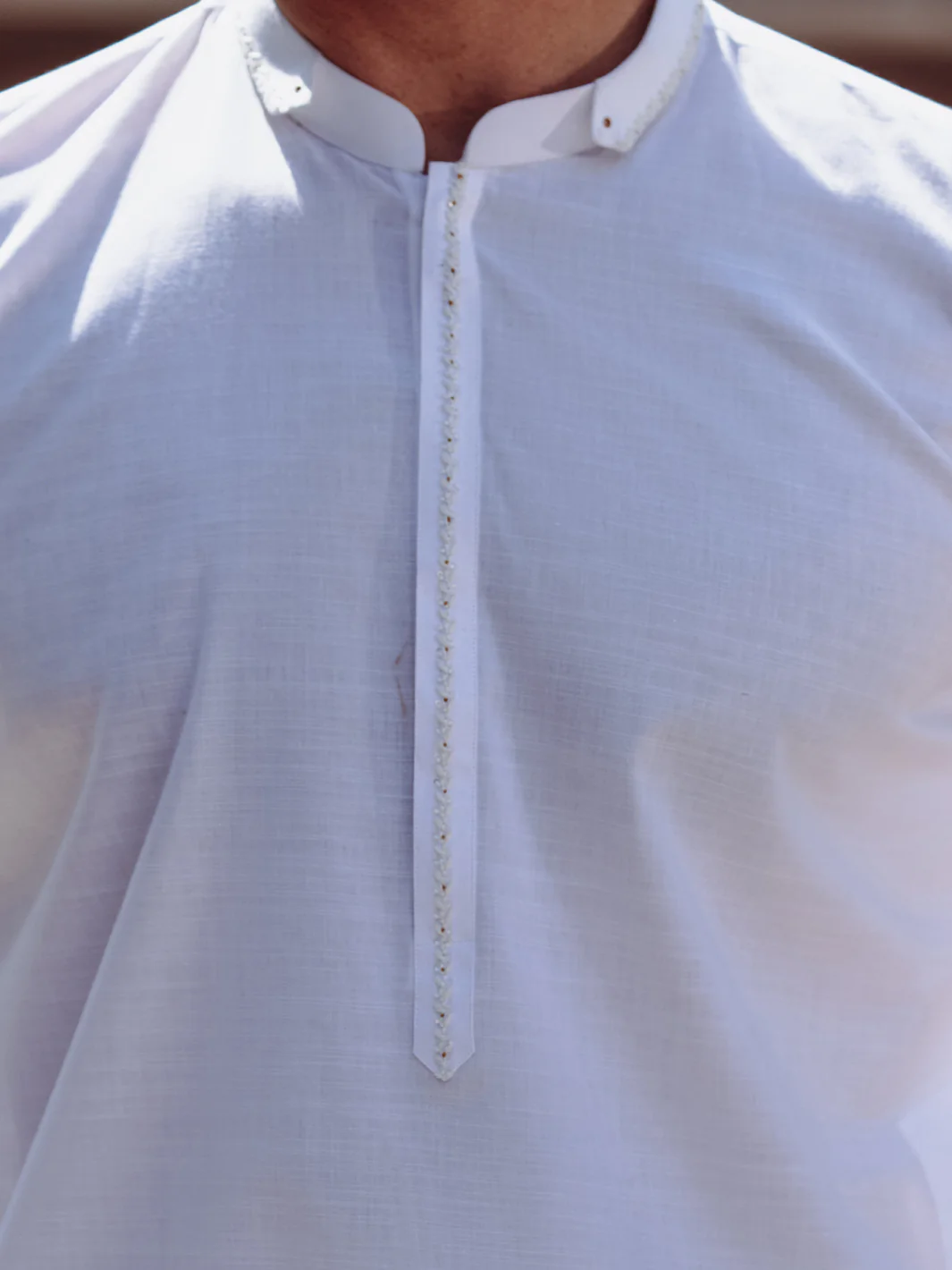 White Cotton Kurta - AL-K-1264A - Image 3