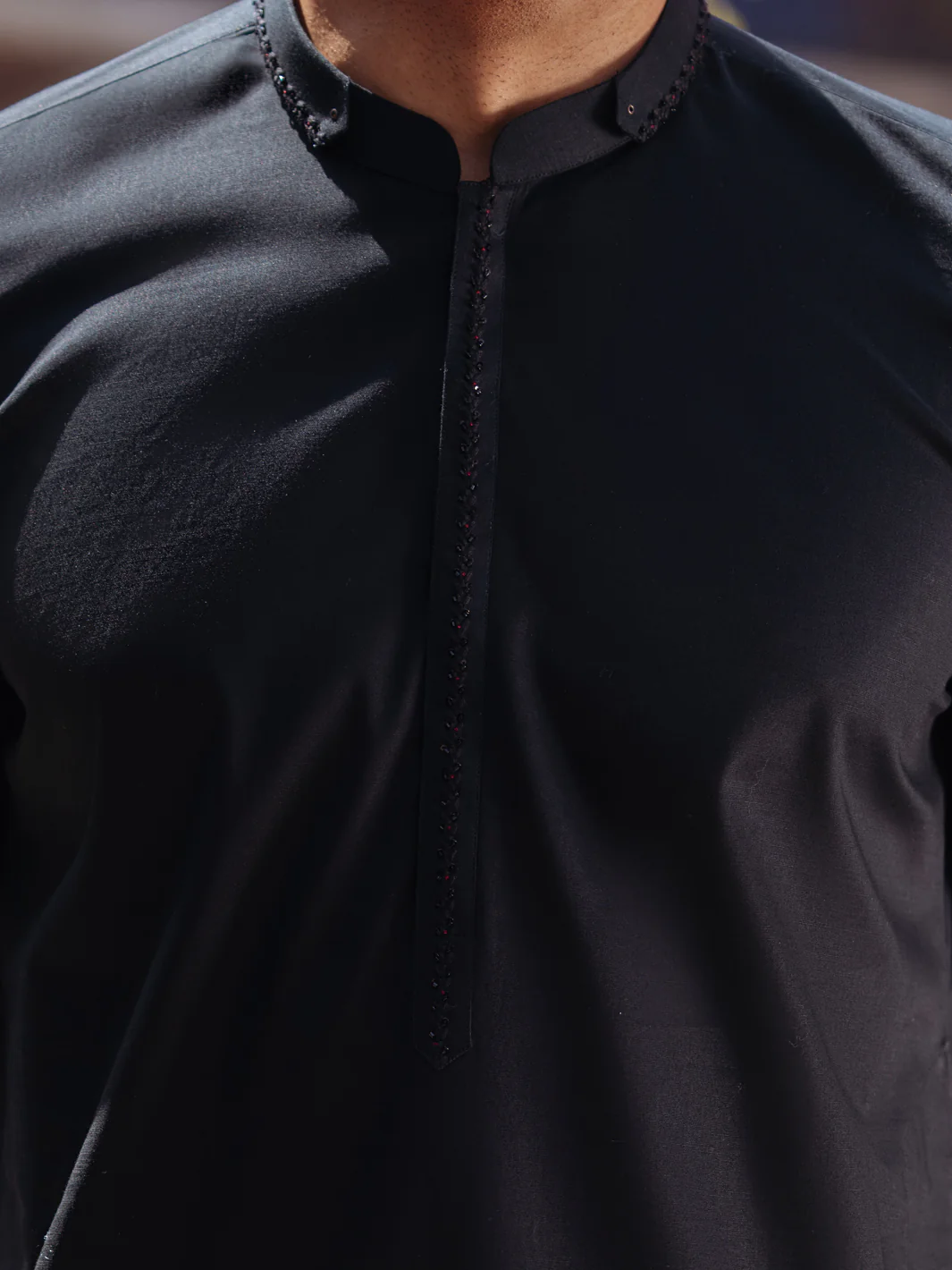 Black Cotton Kurta - AL-K-1264B - Image 3