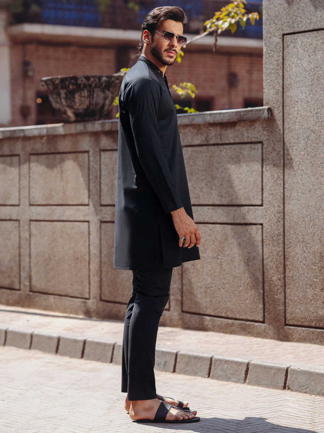 Black Cotton Kurta - AL-K-1264B - Image 5