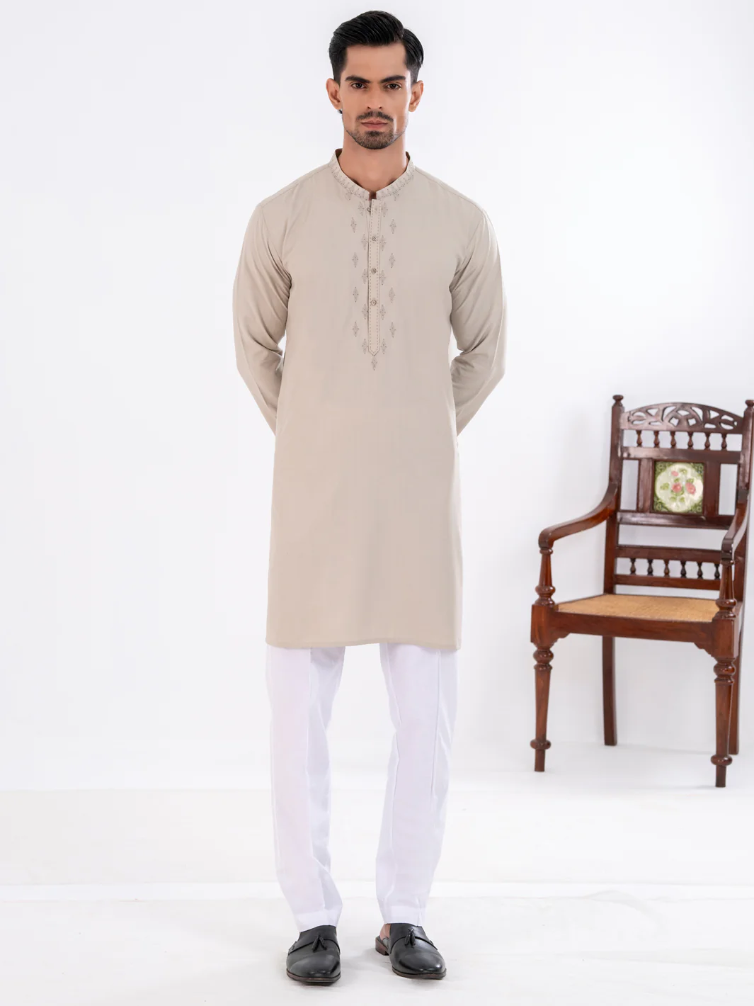 Ivory Blended Kurta - AL-K-1267 - Image 2