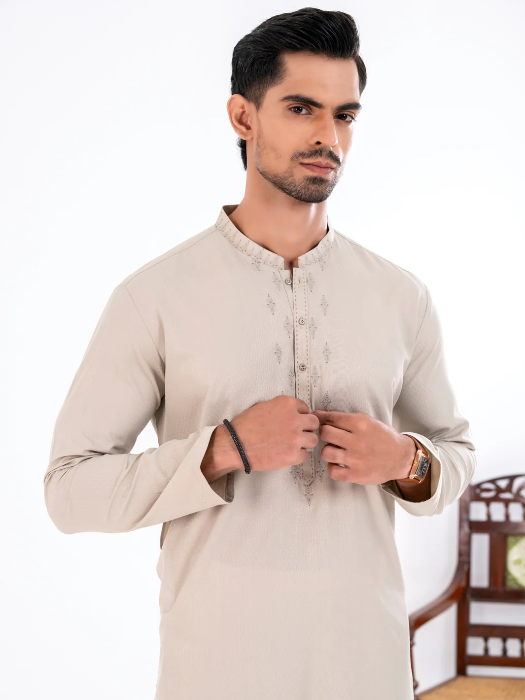 Ivory Blended Kurta - AL-K-1267 - Image 4