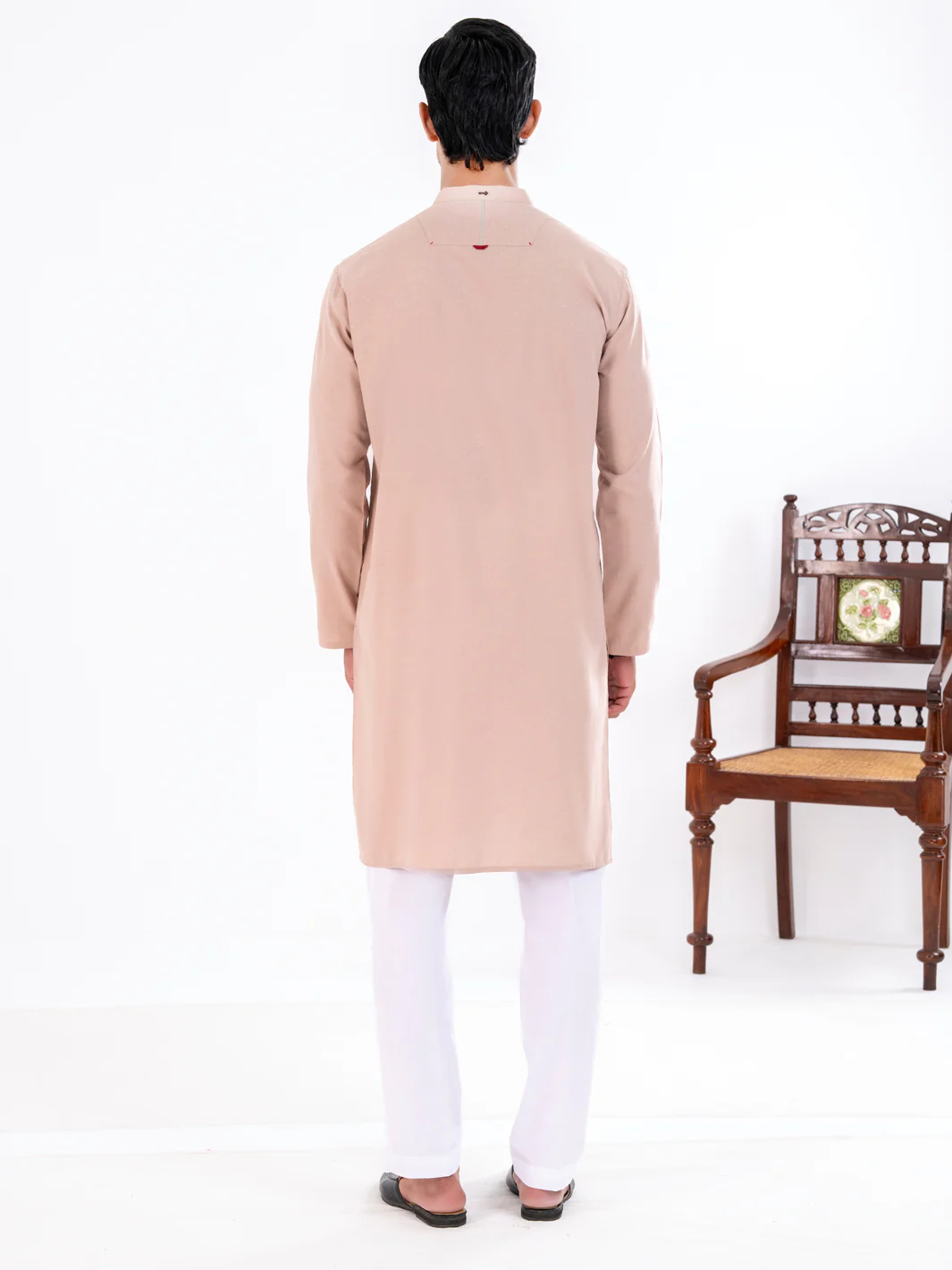 Beige Blended Kurta - AL-K-1277A - Image 2