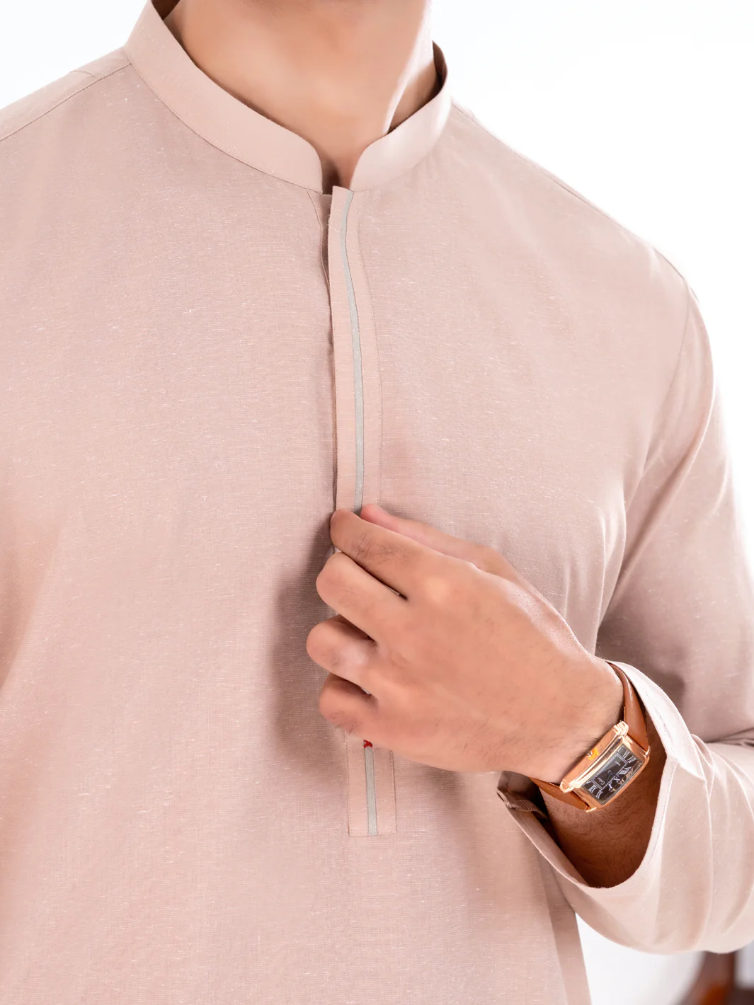 Beige Blended Kurta - AL-K-1277A - Image 3