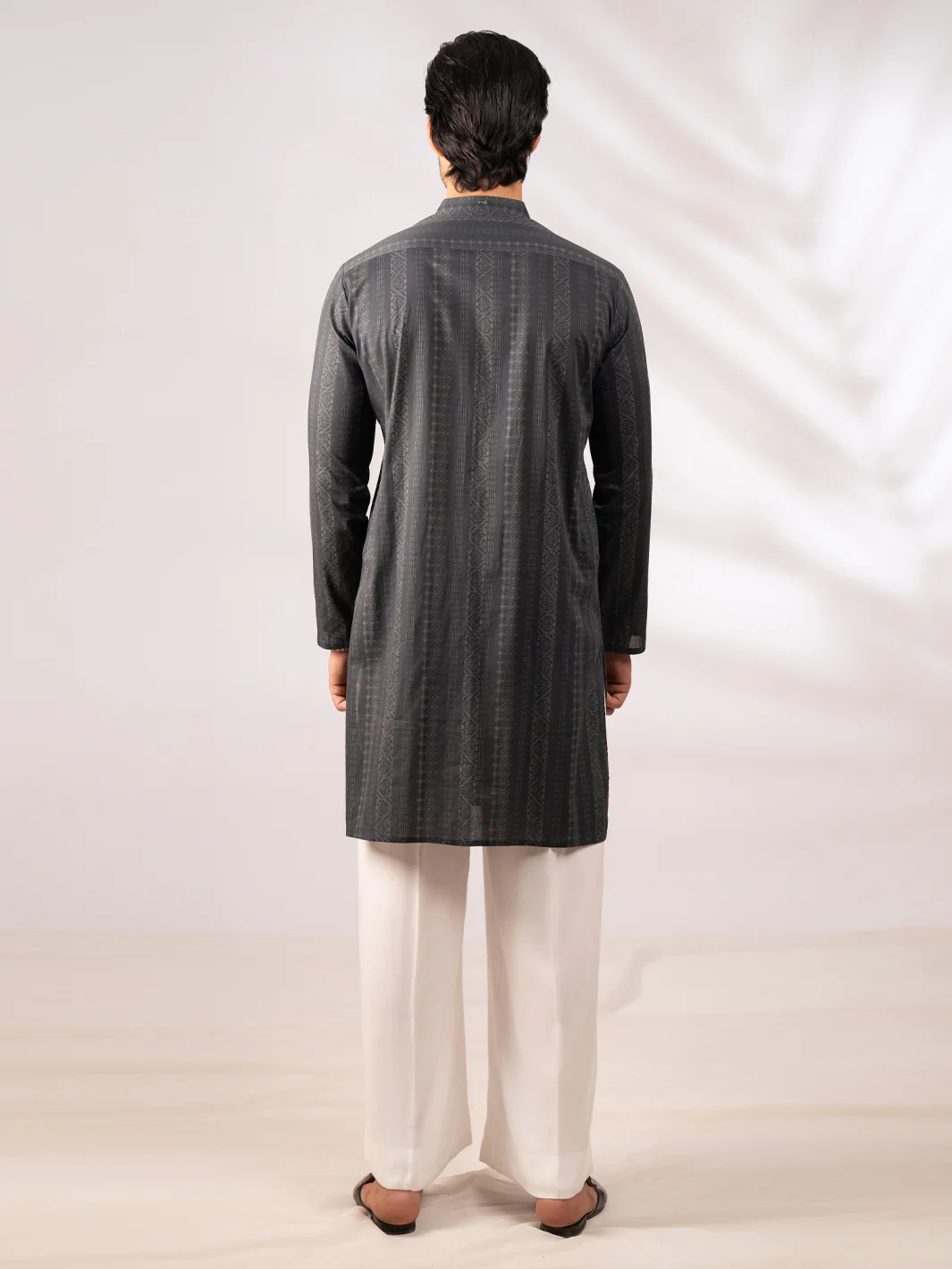 Charcoal Grey Cotton Kurta - AL-K-1285 - Image 3