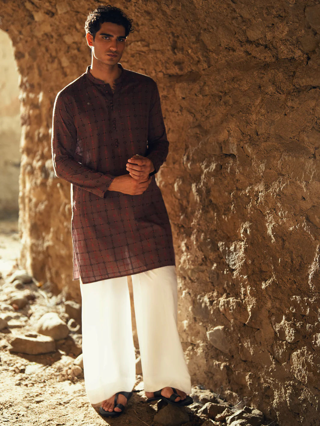 Brown Cotton Semi-Formal Kurta - AL-K-1290 - Image 6