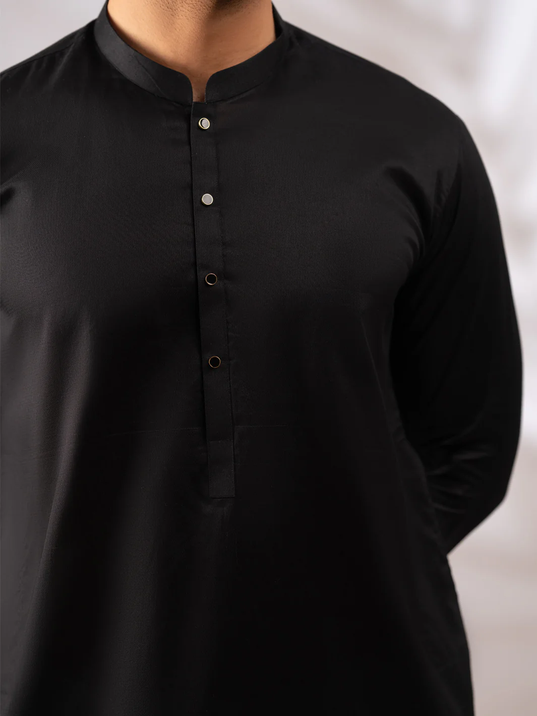 Black Plain Kurta - AL-K-1308 - Image 4