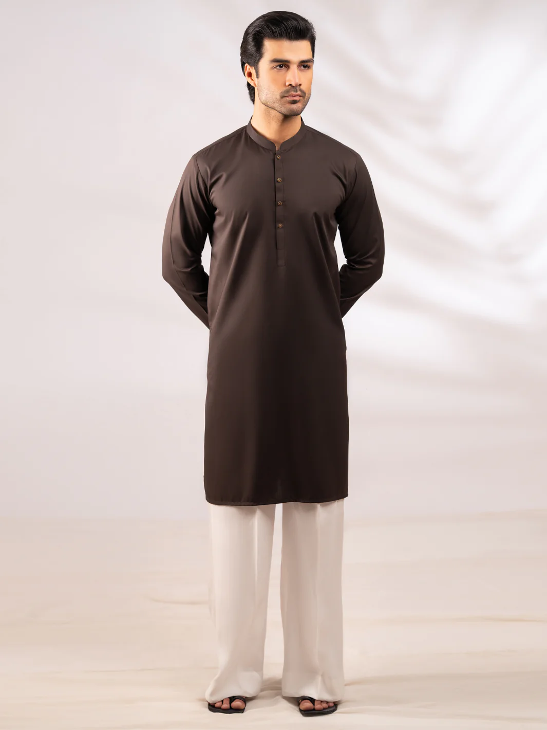 Brown Plain Kurta - AL-K-1309 - Image 5
