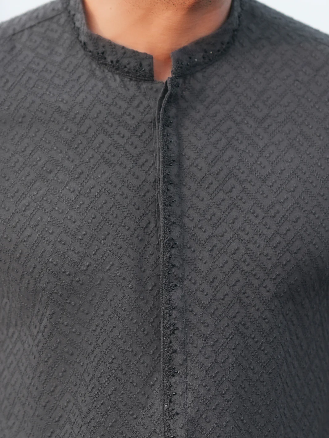 Black Cotton Formal Kurta - AL-K-1311D - Image 4