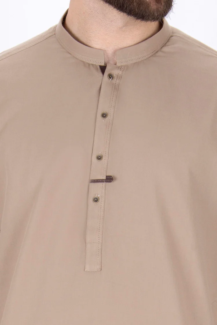 Beige Cotton Kurta - AL-K-685 - Image 2