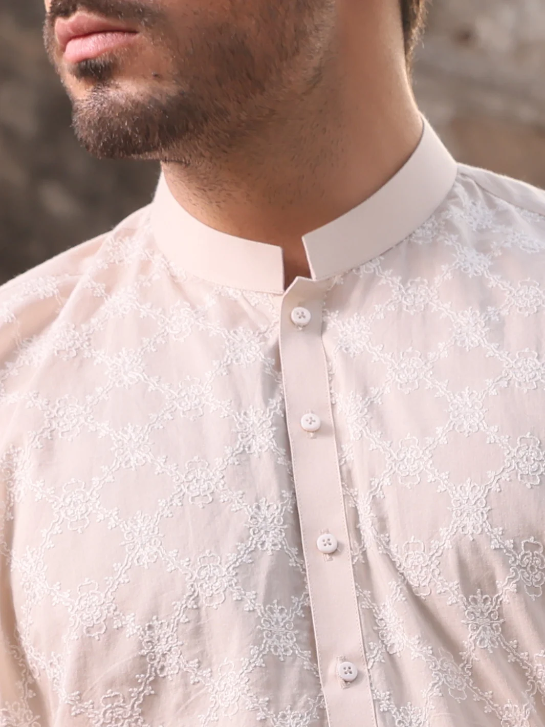 Fawn Cotton Schiffli Kurta - AL-K-712C - Image 2