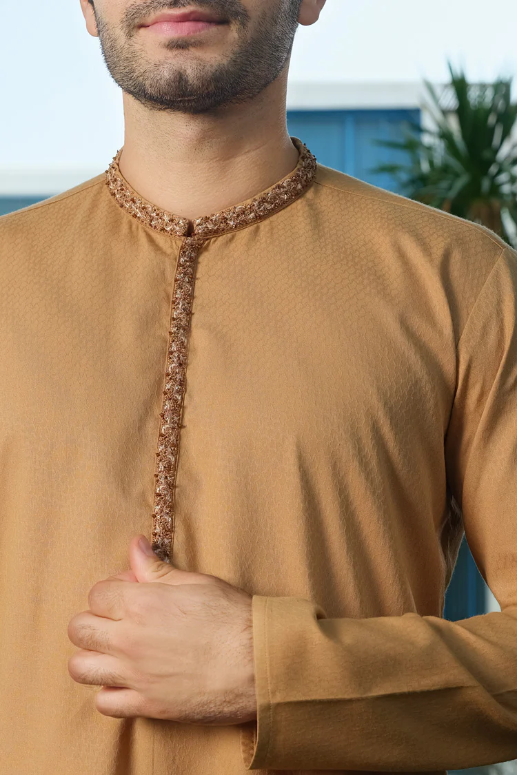 Beige Blended Kurta - AL-K-815 - Image 2