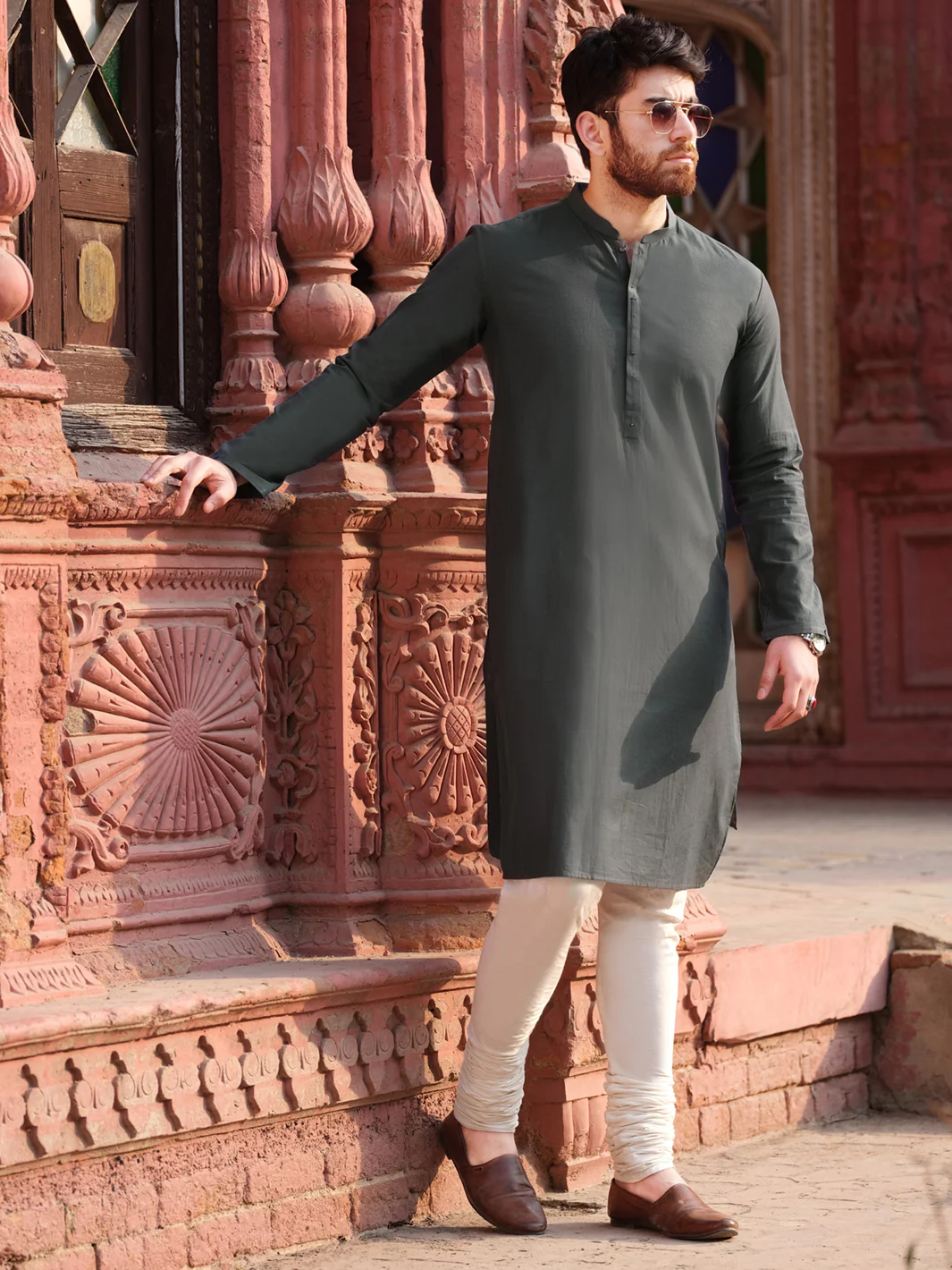 Green Blended Kurta - AL-K-835