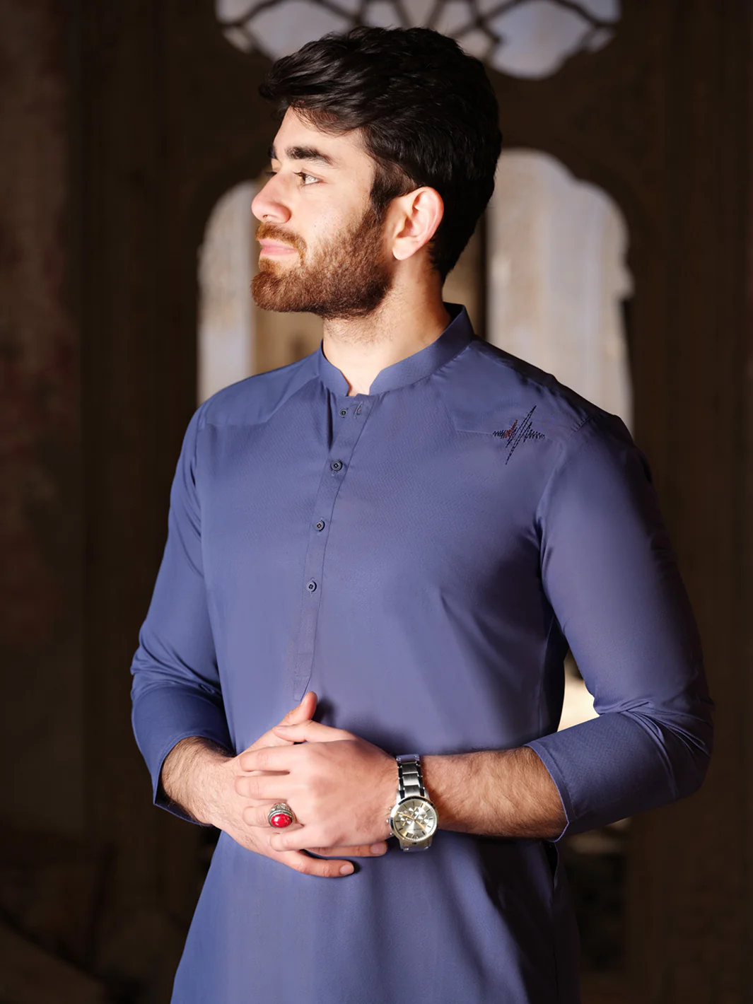 Blue Blended Kurta - AL-K-851 - Image 3