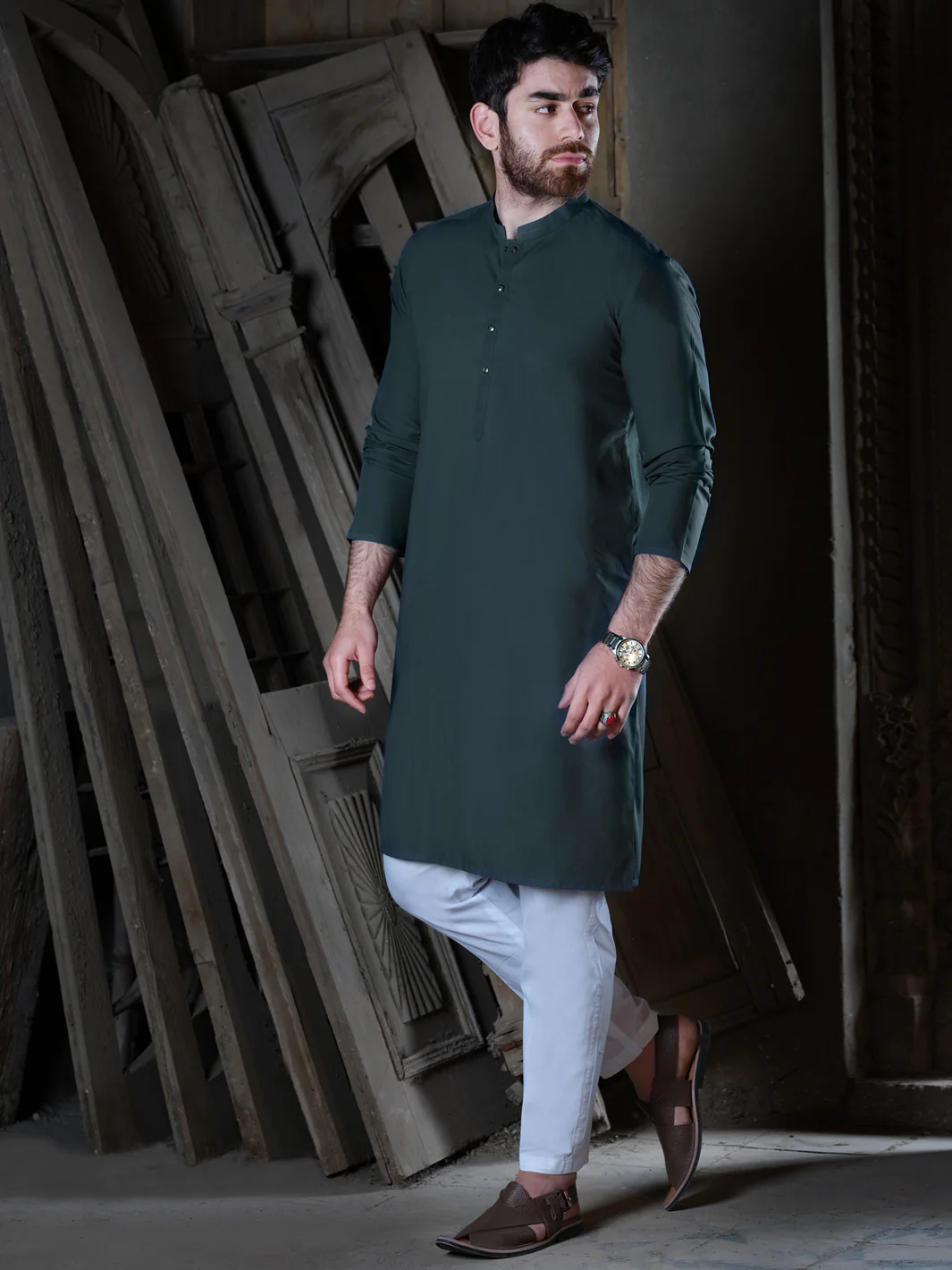 Green Blended Kurta - AL-K-852