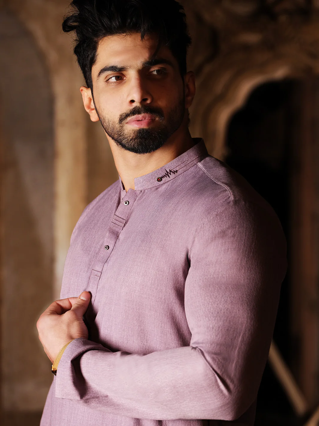 Light Purple Blended Kurta - AL-K-863 - Image 3