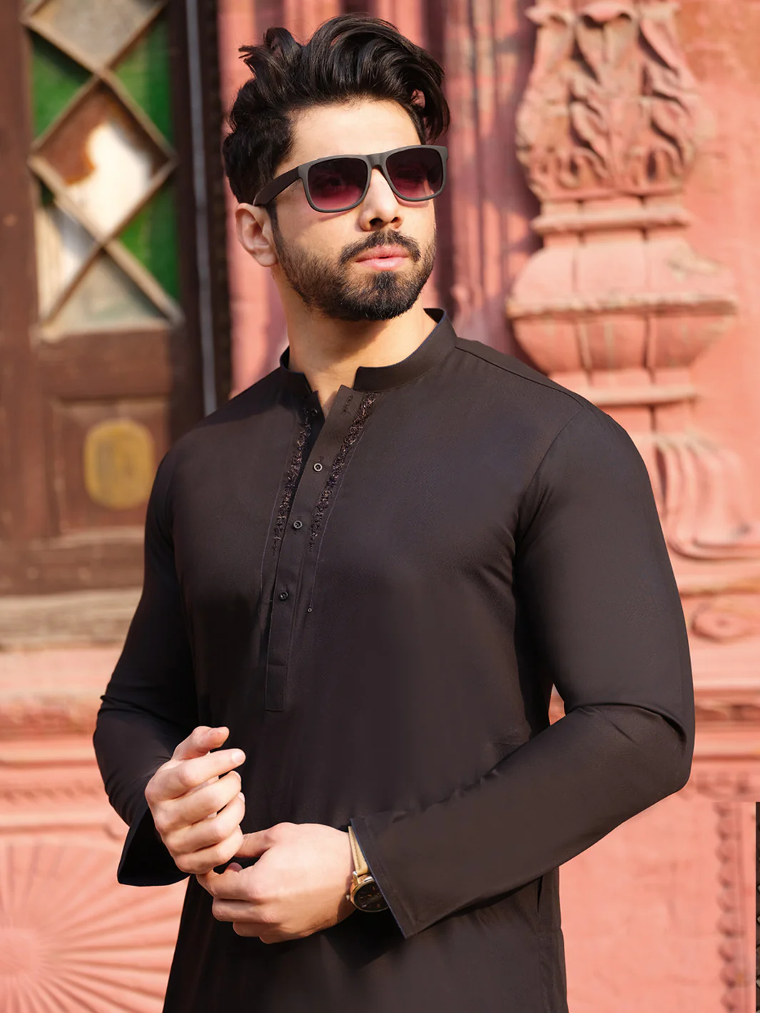 Black Blended Kurta - AL-K-873 - Image 3