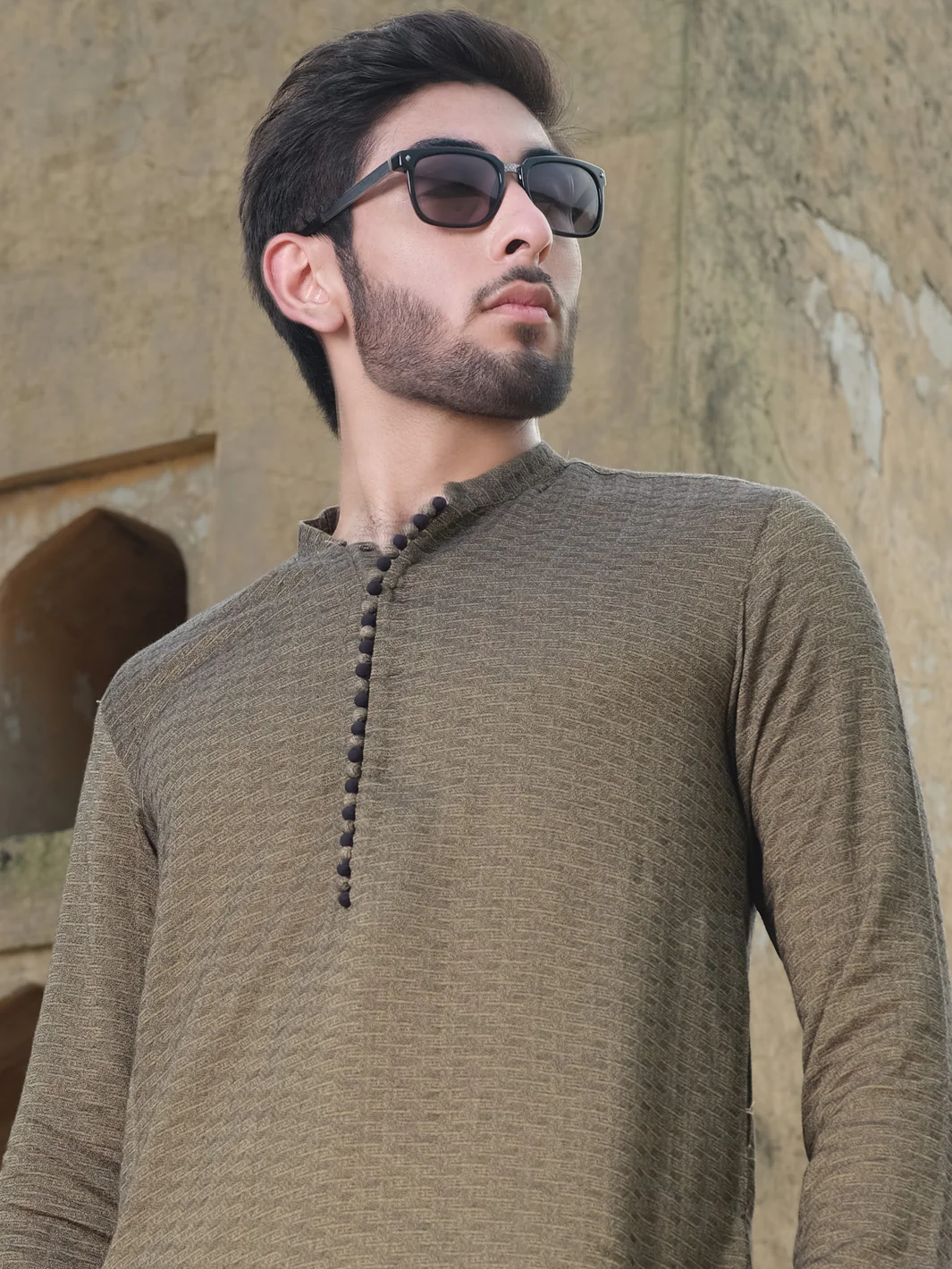 Green Woven Kurta - AL-K-876 - Image 2
