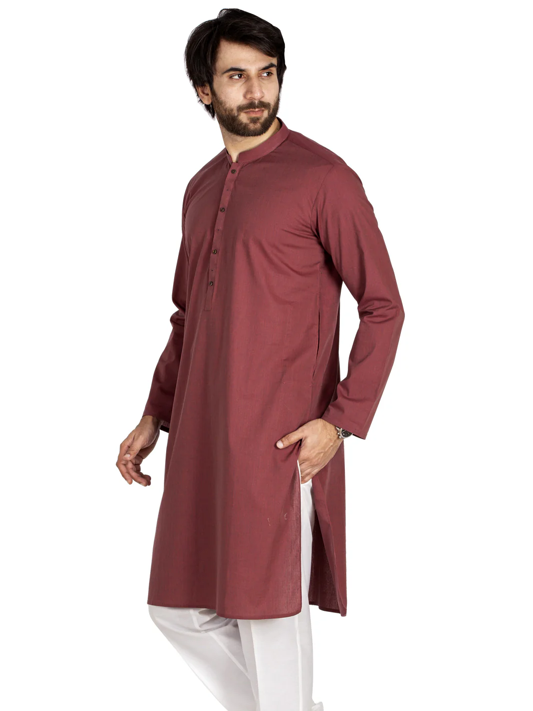 Maroon Blended Kurta - AL-K-880 - Image 3