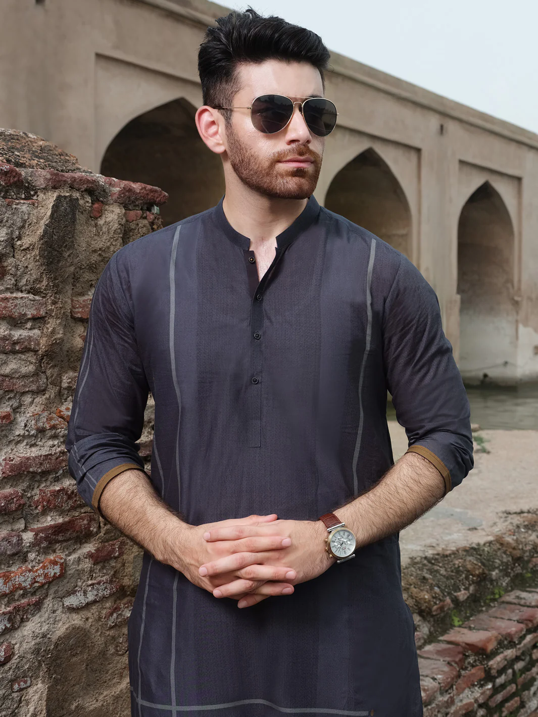 Anchor Grey Cotton Kurta - AL-K-884 - Image 3