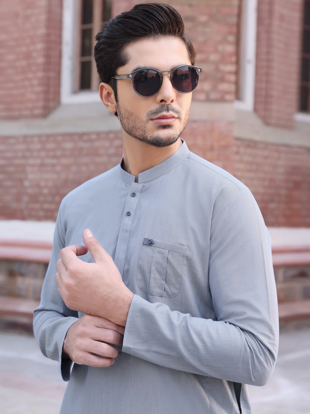 Light Blue Cotton Kurta - AL-K-886 - Image 3