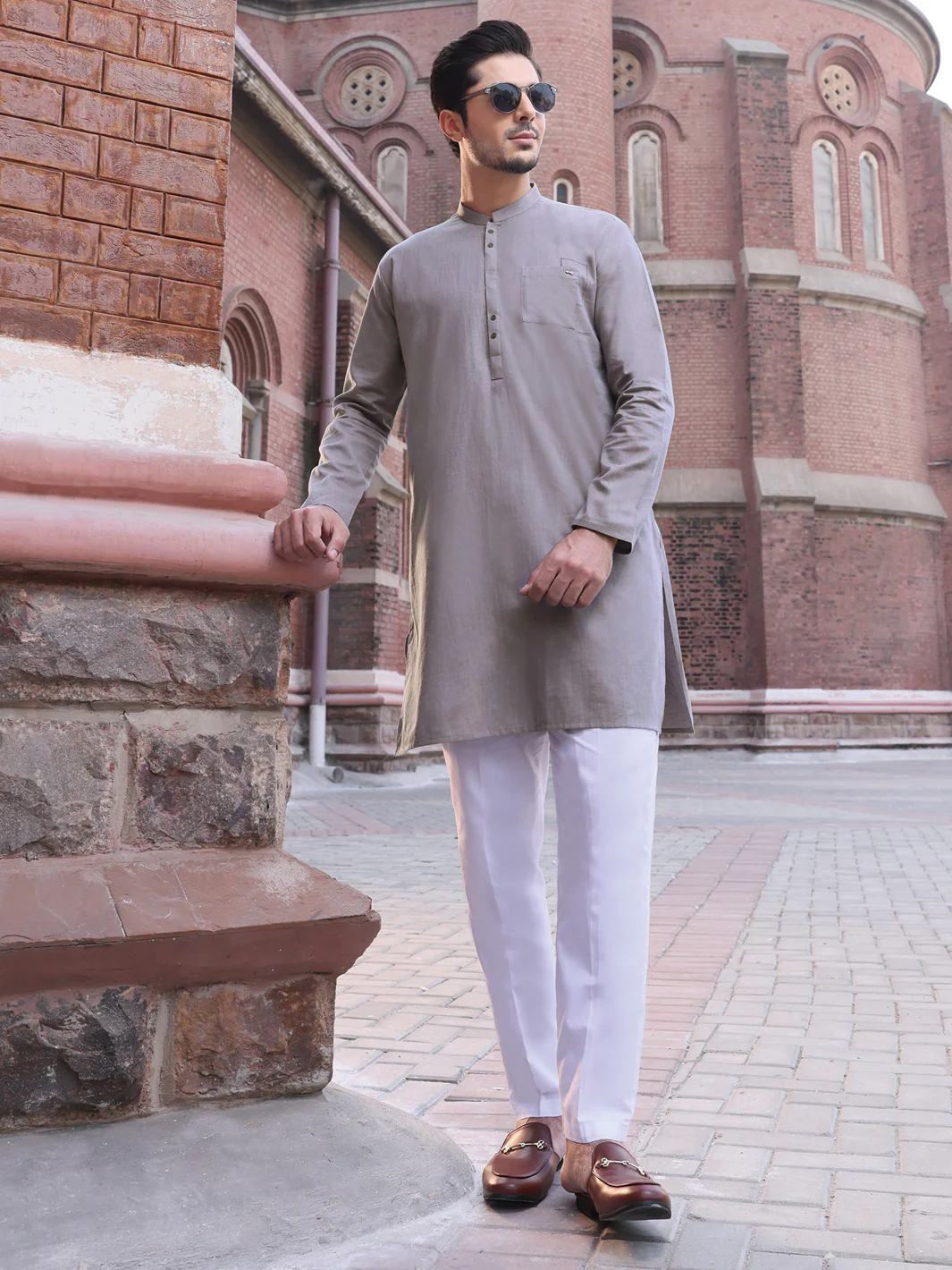 Grey Cotton Kurta - AL-K-887