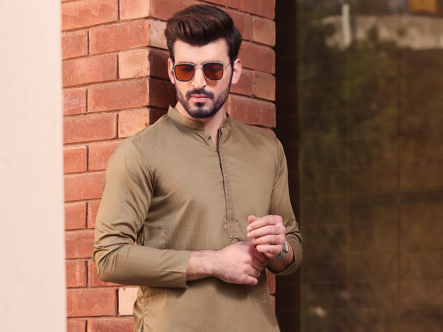 Green Cotton Kurta - AL-K-894 - Image 2