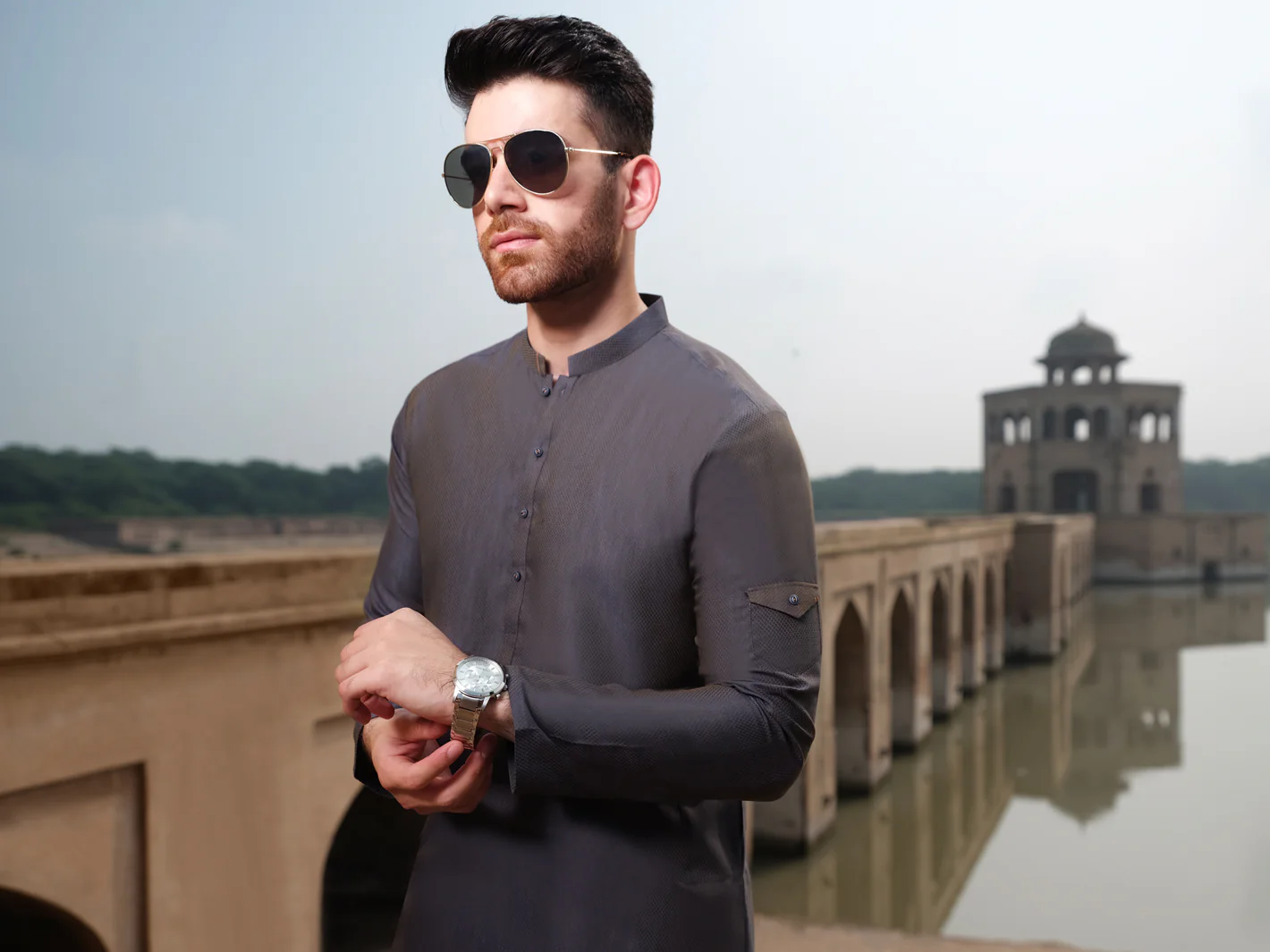 Blue Two-Tone Blended Kurta - AL-K-896 - Image 3