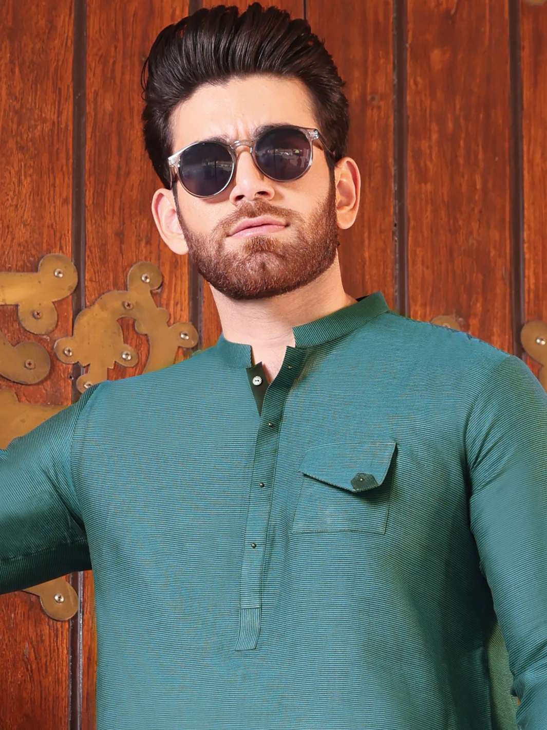 Teal Green Cotton Kurta - AL-K-906 - Image 2