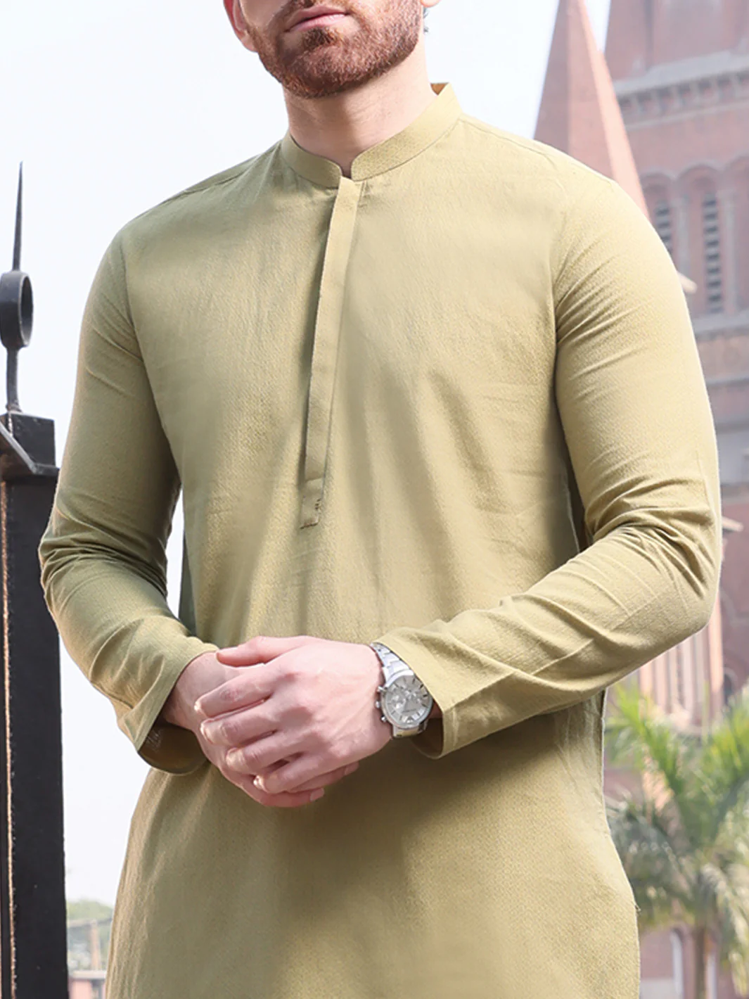 Green Cotton Kurta - AL-K-909 - Image 2