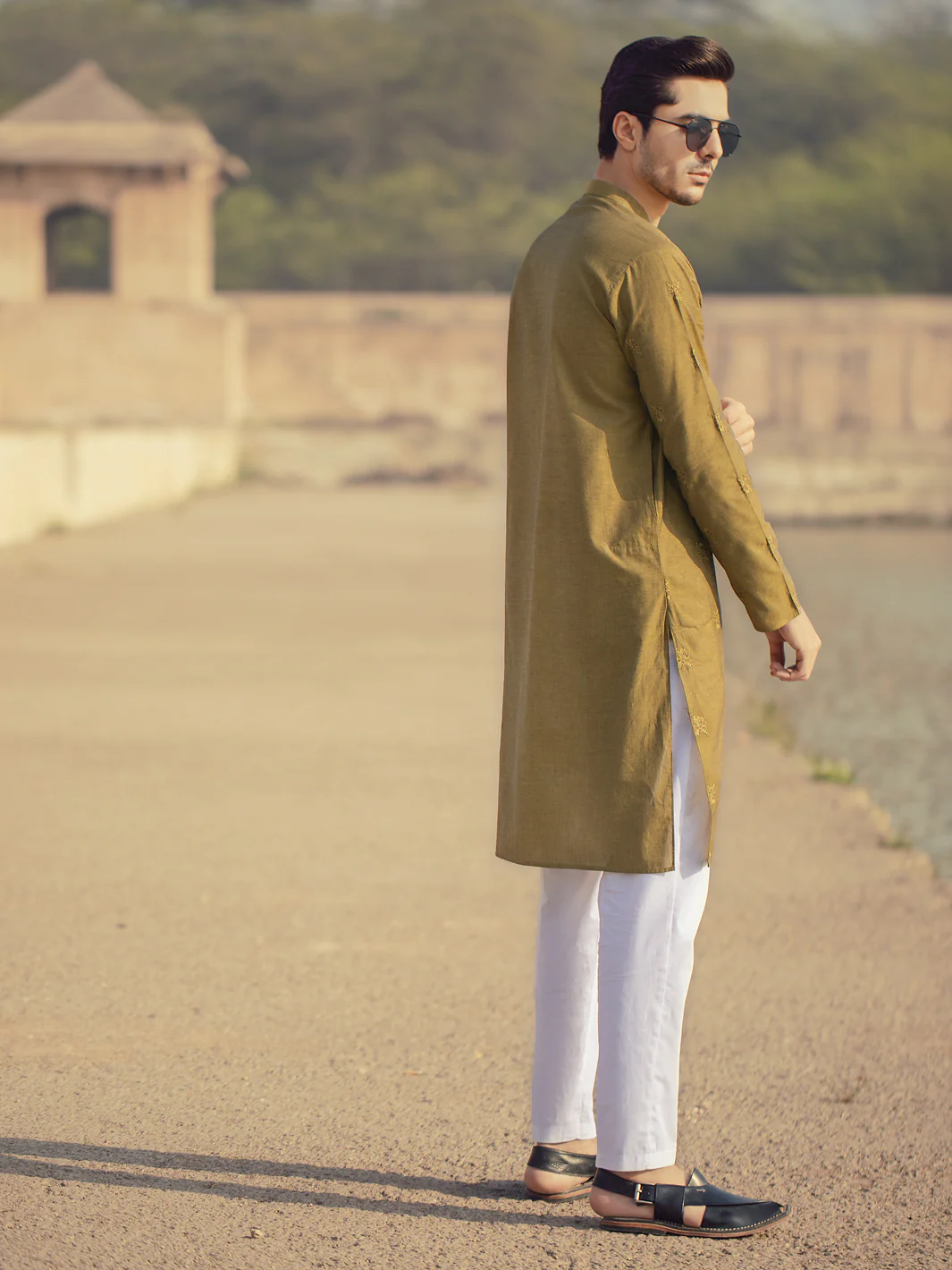 Green Cotton Kurta - AL-K-914A - Image 3