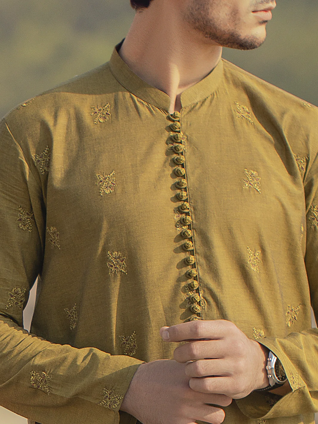 Green Cotton Kurta - AL-K-914A - Image 4