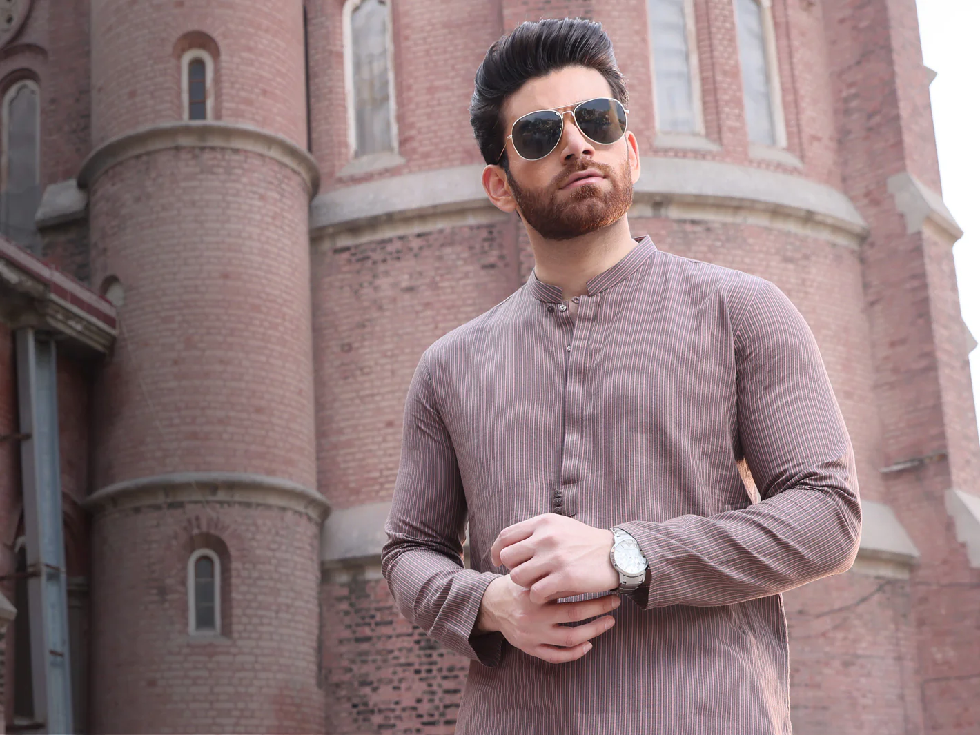 Brown Cotton Kurta - AL-K-916 - Image 3