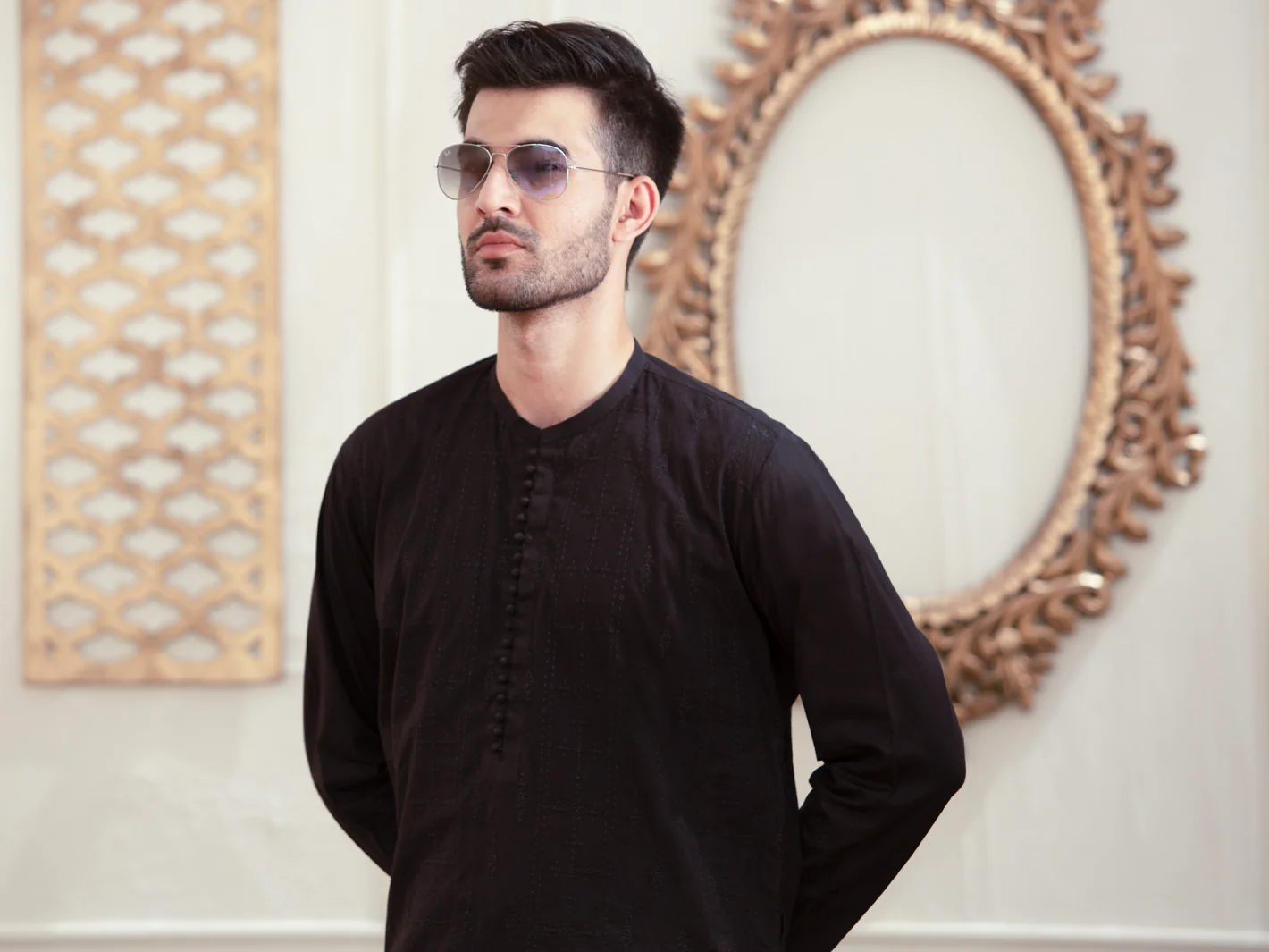 Black Kurta - AL-K-929B - Image 3
