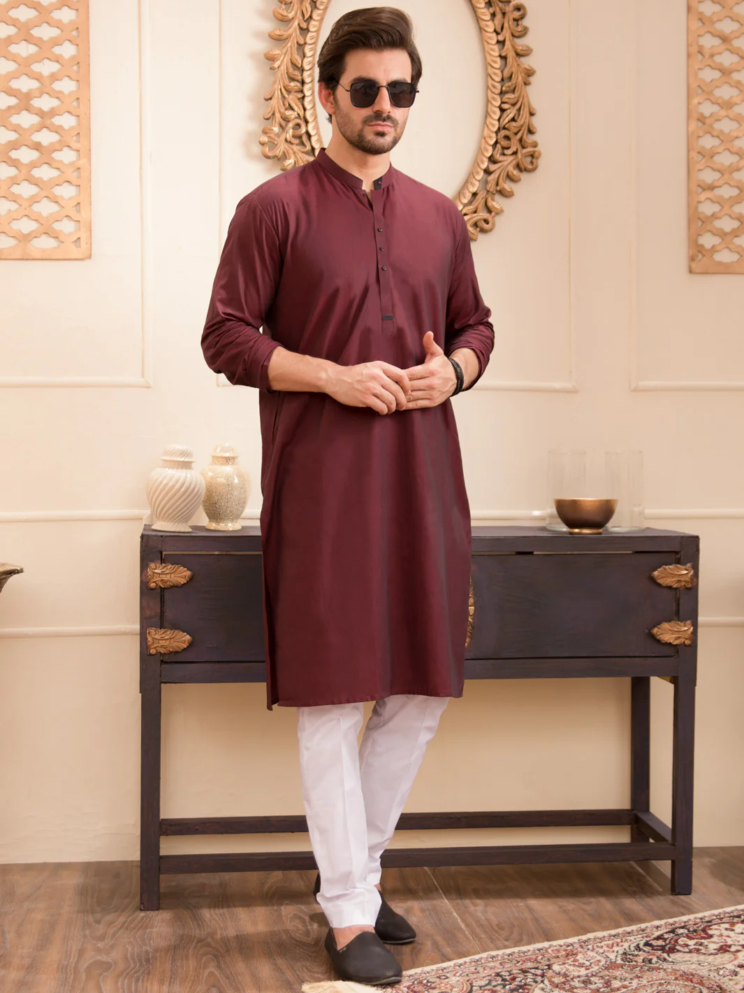 Maroon Blended Kurta - AL-K-940