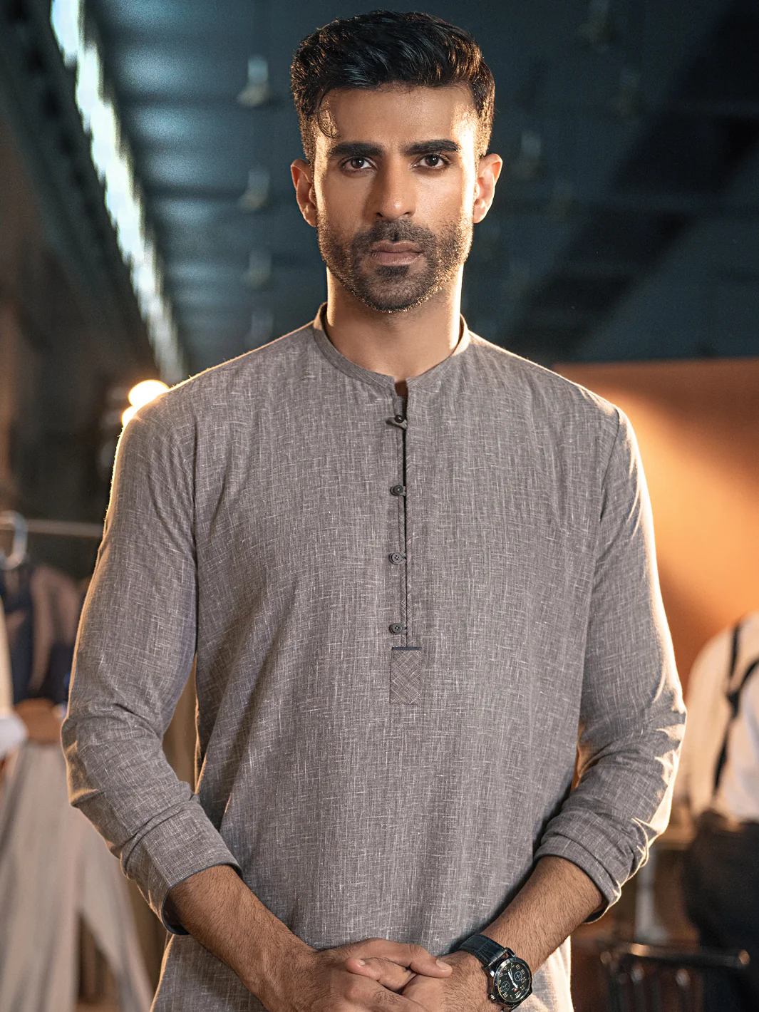 Grey Textured Kurta - AL-K-944 - Image 2