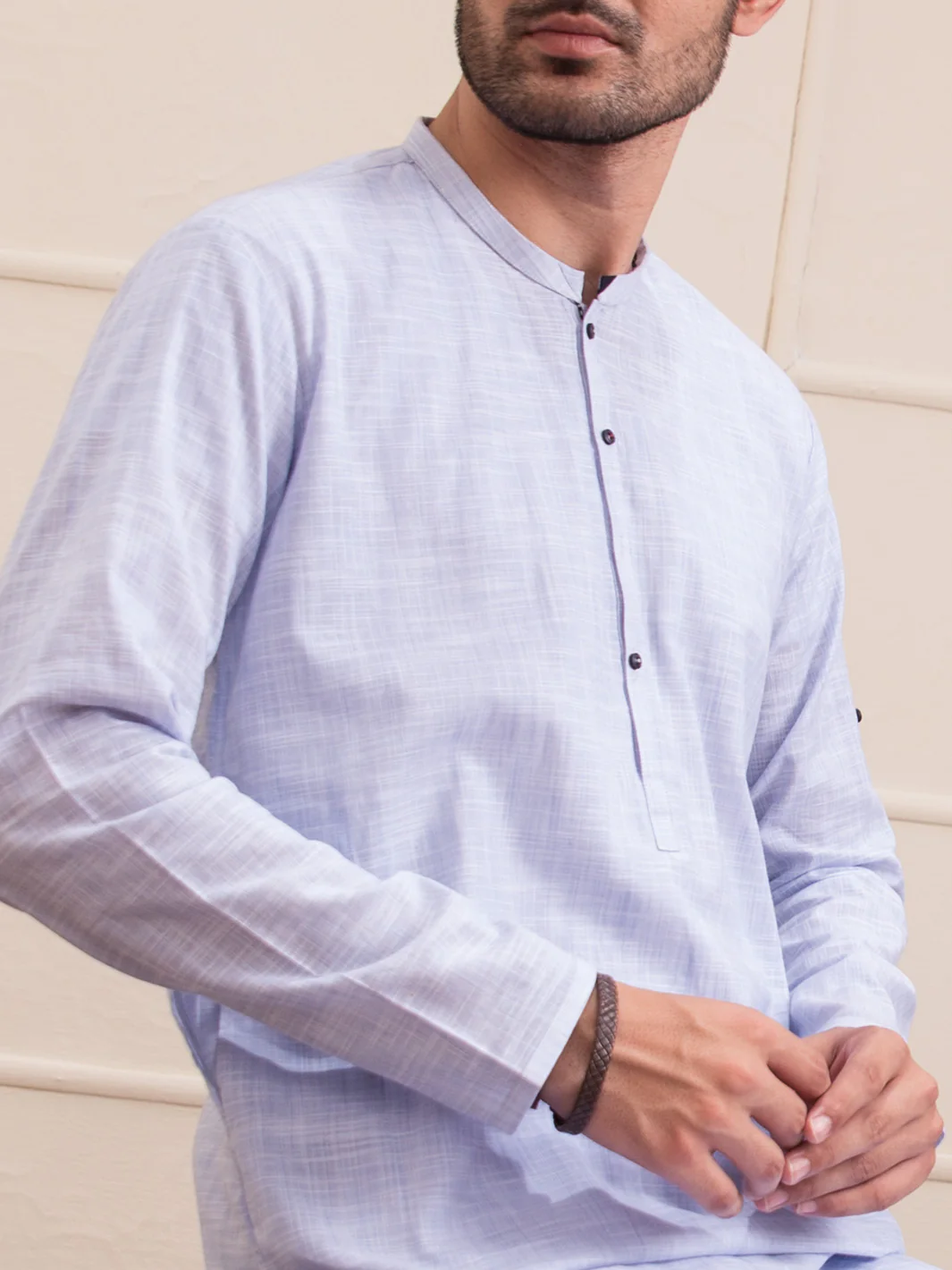 Light Blue Blended Kurta - AL-K-945 - Image 3