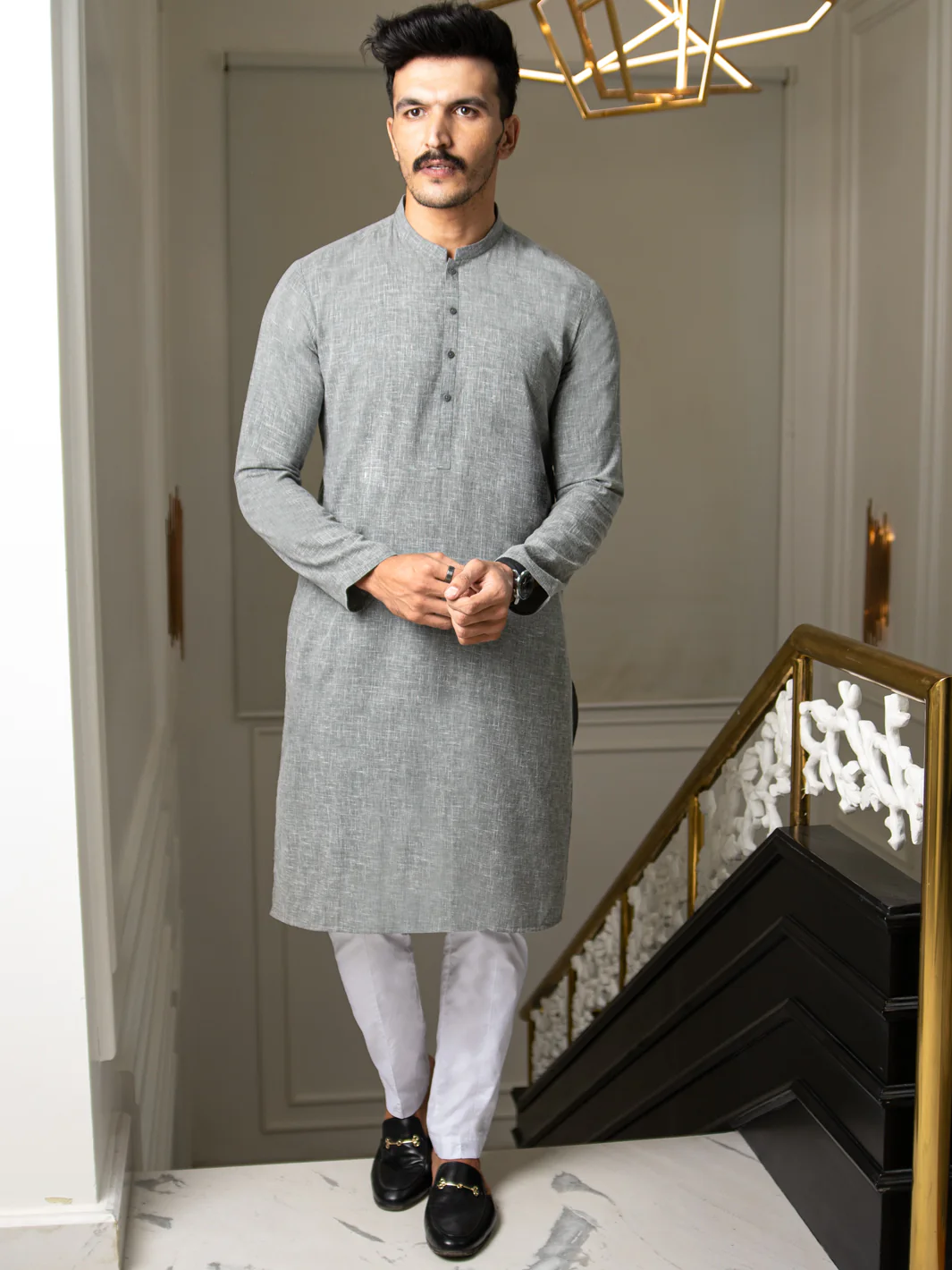 Grey Textured Kurta - AL-K-953