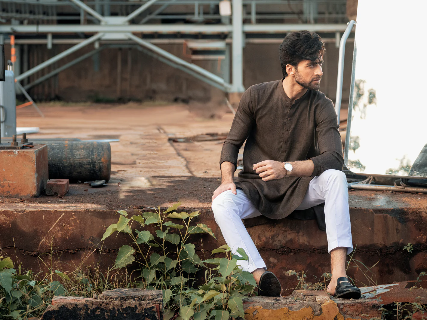Brown Textured Kurta - AL-K-969 - Image 3