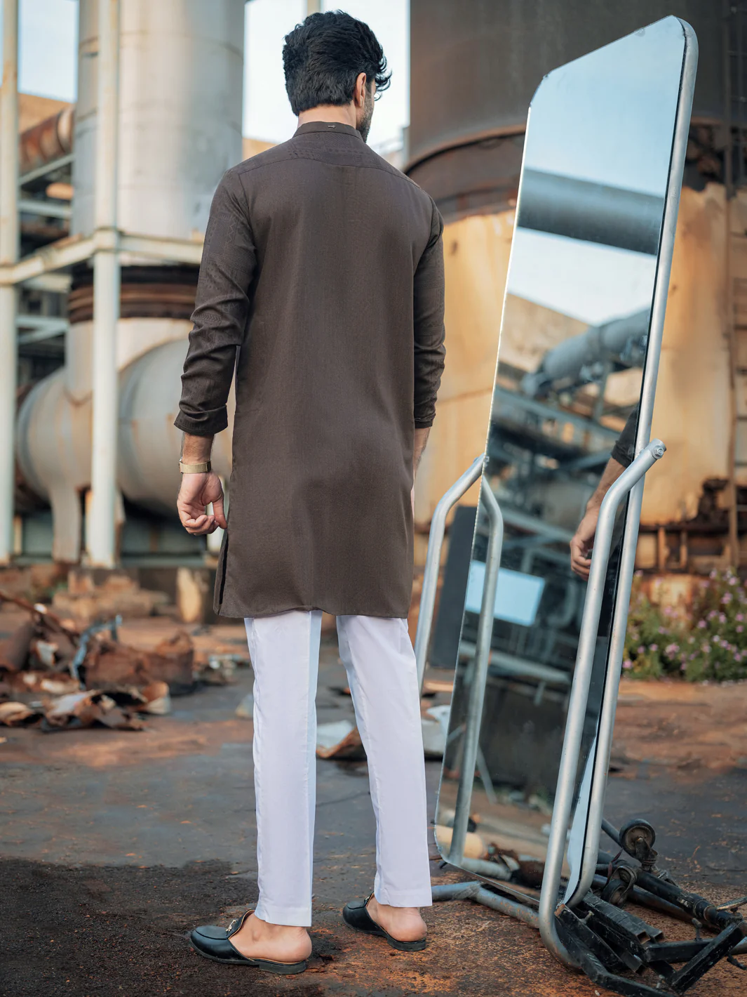 Brown Textured Kurta - AL-K-969 - Image 7
