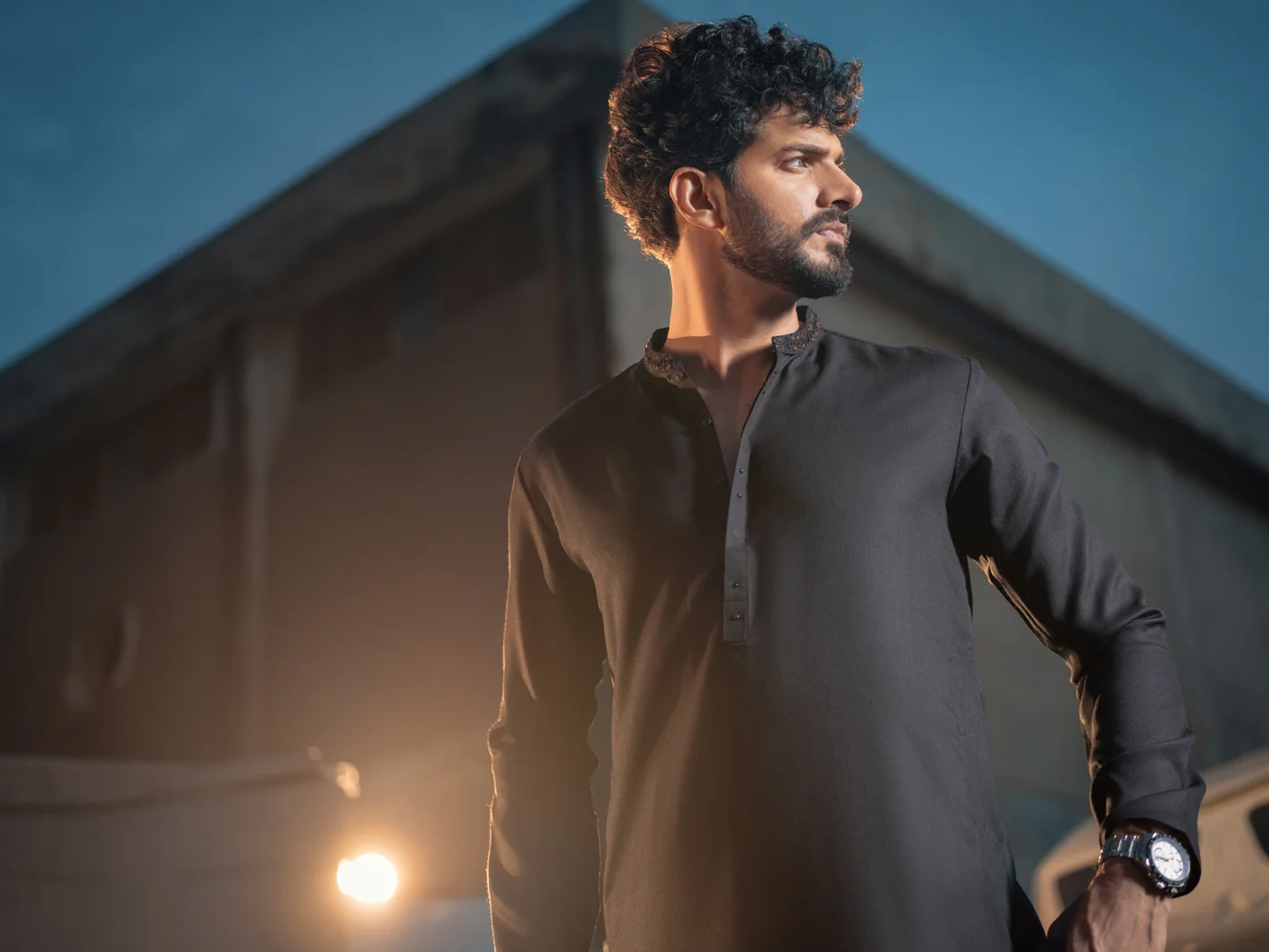 Black Blended Kurta - AL-K-976 - Image 4