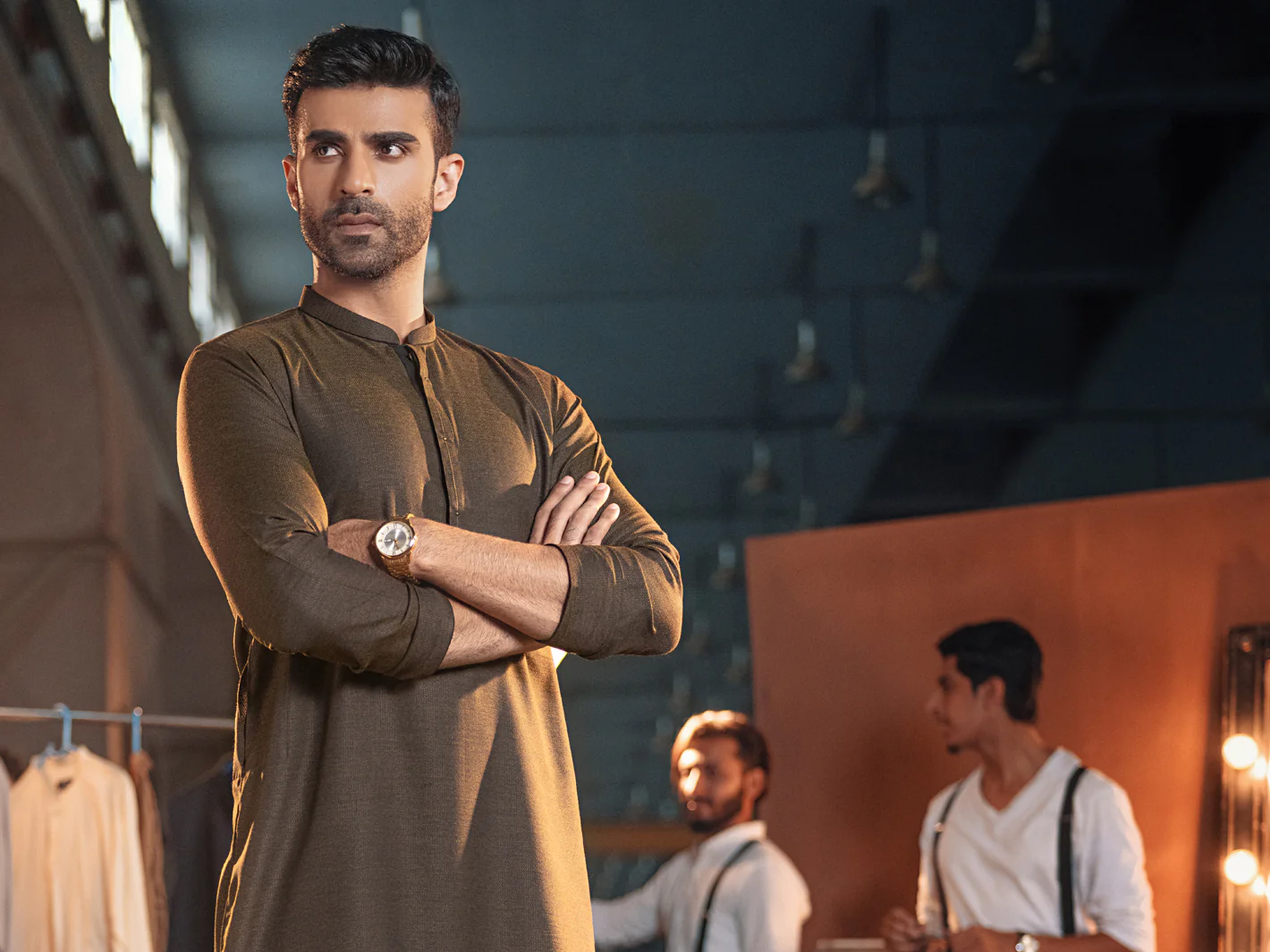 Olive Textured Kurta - AL-K-978 - Image 6
