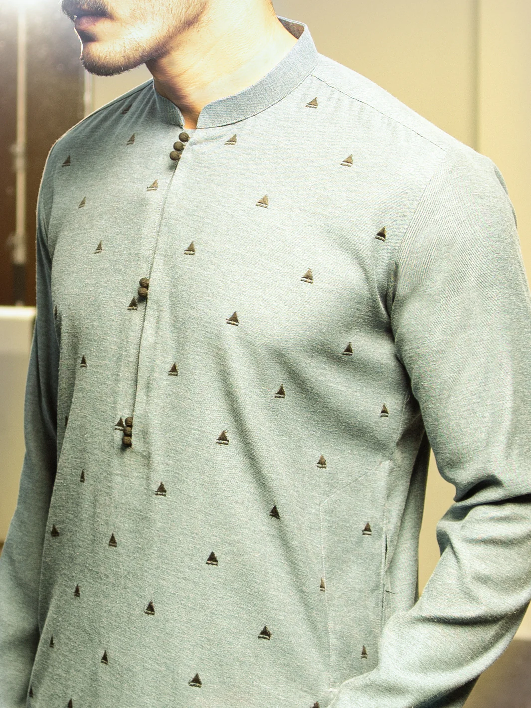 Sea Green Blended Kurta - AL-K-982 - Image 2